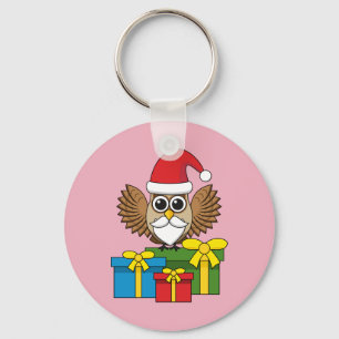Santa Claus Owl with Presents Key Ring