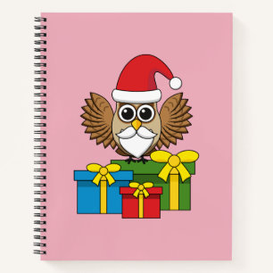 Santa Claus Owl with Presents Notebook