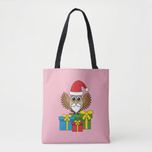 Santa Claus Owl with Presents Tote Bag