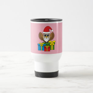Santa Claus Owl with Presents Travel Mug