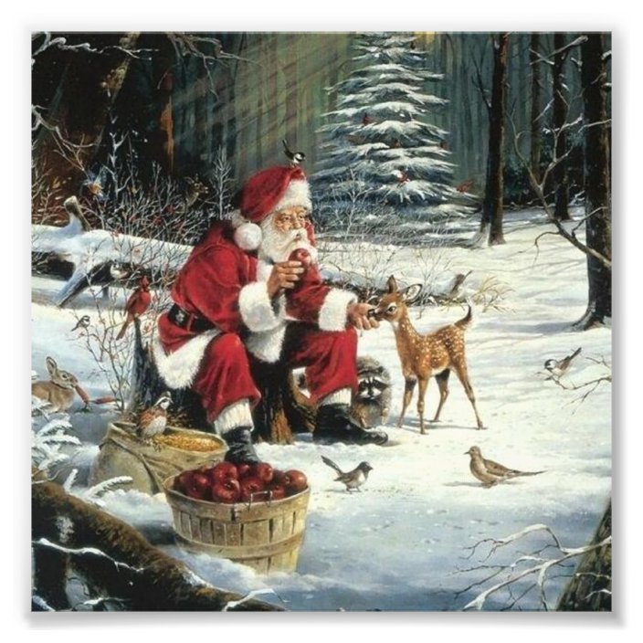 Santa claus painting - christmas art photo print | Zazzle.co.uk