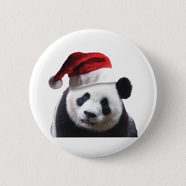 Santa Claus Panda Bear 6 Cm Round Badge (Front)