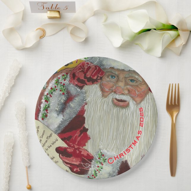 Santa Claus Paper Plates Personalised Christmas (Wedding)