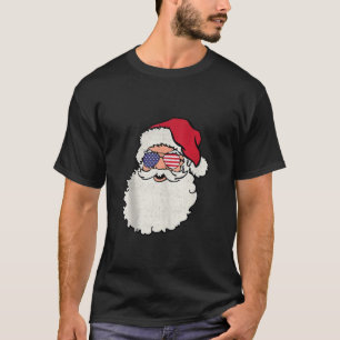Santa Claus Patriotic USA Sunglasses Christmas in  T-Shirt