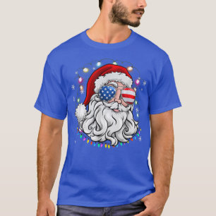 Santa Claus Patriotic USA Sunglasses Christmas in  T-Shirt