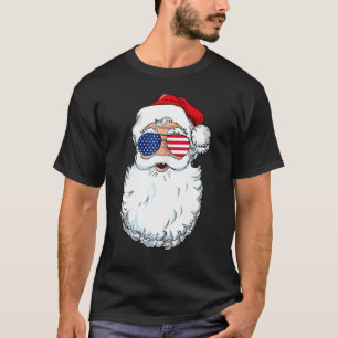 Santa Claus Patriotic USA Sunglasses Christmas in  T-Shirt