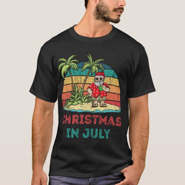 Santa Claus Patriotic USA Sunglasses Christmas In  T-Shirt (Front)