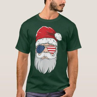 Santa Claus Patriotic USA Sunglasses Christmas in  T-Shirt