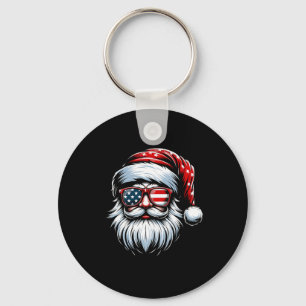 Santa Claus Patriotic Usa Sungles Christmas In Jul Key Ring