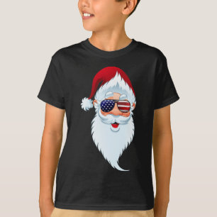 Santa Claus Patriotic Usa Sungles Christmas In Jul T-Shirt