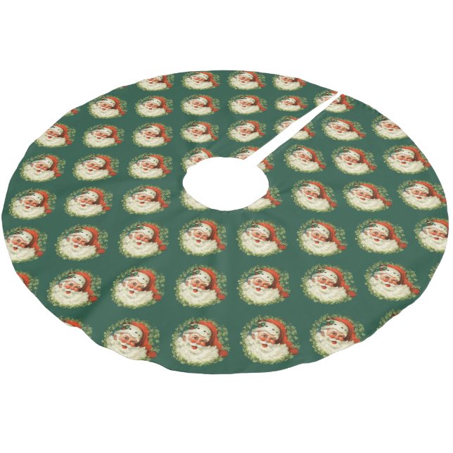 Santa Claus Pattern Brushed Polyester Tree Skirt (Angled)