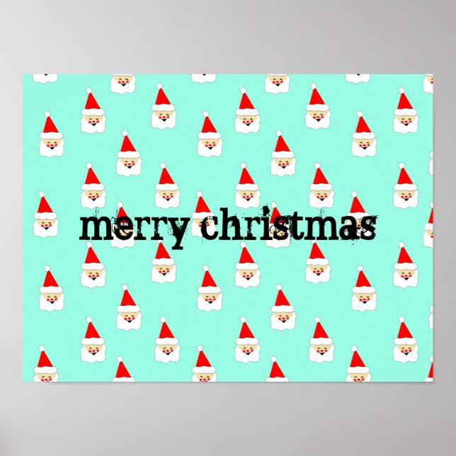 santa claus pattern mid century christmas poster (Front)
