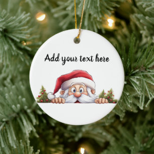Santa Claus Peeking Christmas Tree Ceramic Tree Decoration