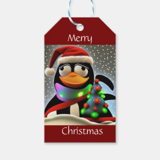 Santa Claus Penguin Gift Tags