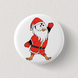 Santa Claus Penguin Ready for Christmas 3 Cm Round Badge