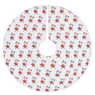 Santa Claus Penguin Ready for Christmas Brushed Polyester Tree Skirt