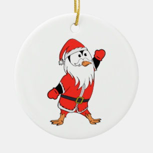 Santa Claus Penguin Ready for Christmas Ceramic Tree Decoration
