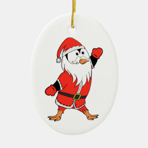 Santa Claus Penguin Ready for Christmas Ceramic Tree Decoration