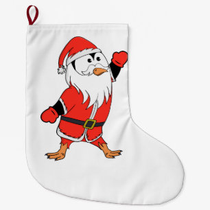 Santa Claus Penguin Ready for Christmas Large Christmas Stocking