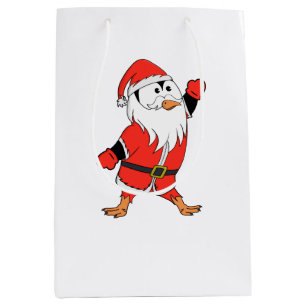 Santa Claus Penguin Ready for Christmas Medium Gift Bag