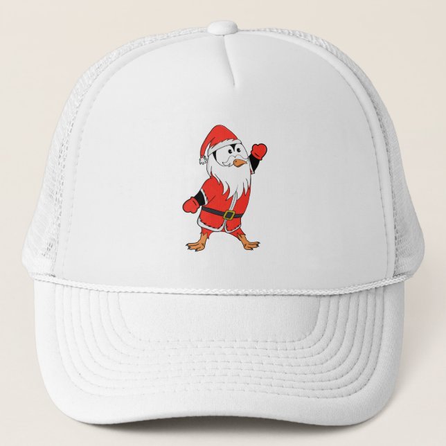 Santa Claus Penguin Ready for Christmas Trucker Hat (Front)