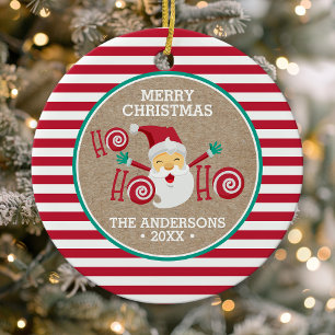 Santa Claus Peppermint Personalised Christmas Ceramic Tree Decoration