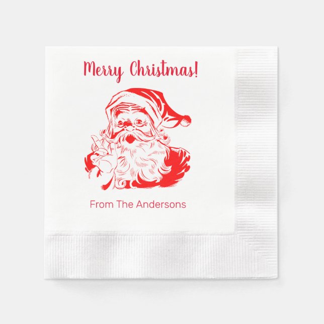 Santa Claus Personalised Christmas Paper Napkins (Front)