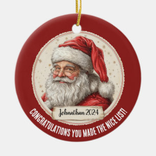 Santa Claus Personalised Nice List Ornament