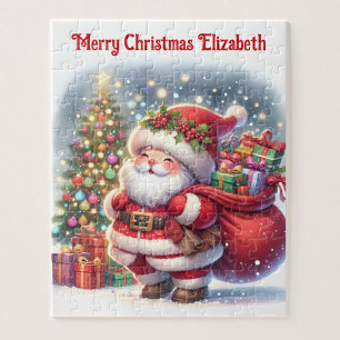 Santa Claus Personalize Name Children's Gift Jigsaw Puzzle