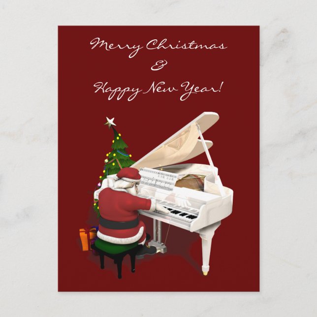 Santa Claus Pianist Holiday Postcard (Front)