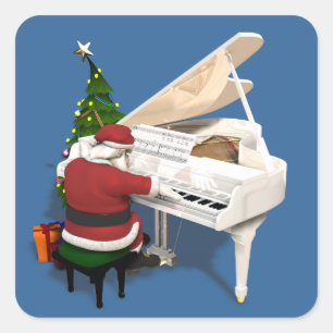 Santa Claus Pianist Square Sticker