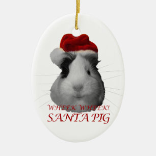 Santa Claus Pig Guinea Pig Christmas Holidays Ceramic Tree Decoration
