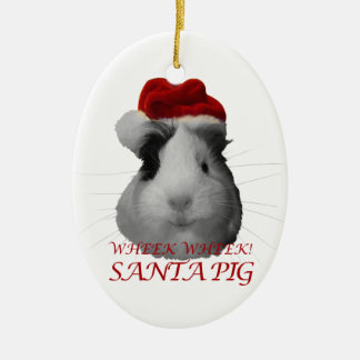 Santa Claus Pig Guinea Pig Christmas Holidays Ceramic Tree Decoration