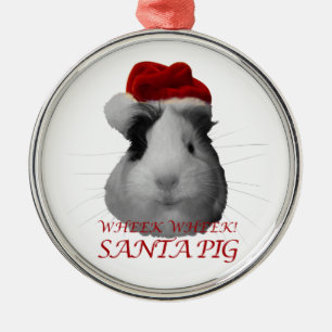Santa Claus Pig Guinea Pig Christmas Holidays Metal Tree Decoration