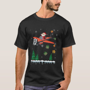 Santa Claus Pilot Flying Airplane Merry Christmas T-Shirt