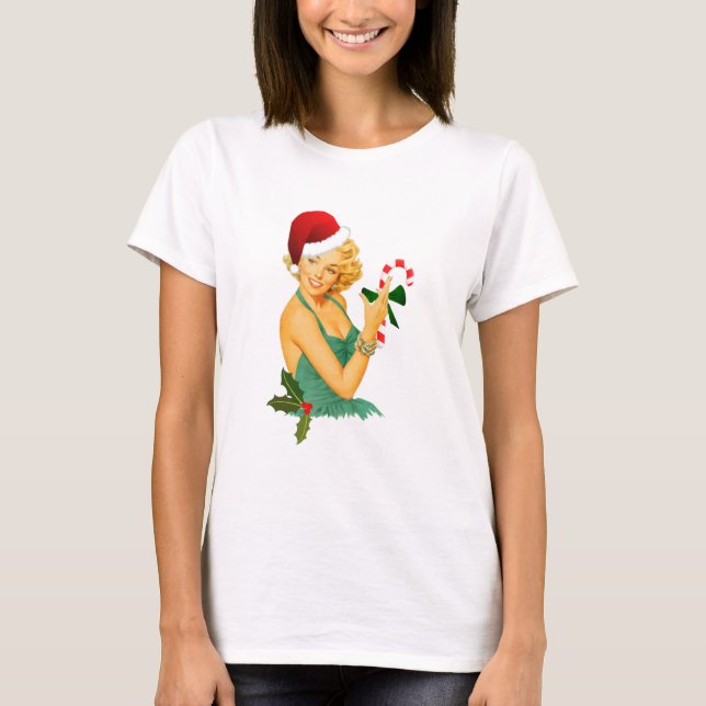 santa claus pin up T-Shirt (Front)