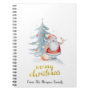 Santa Claus Pine Tree Christmas Notebook