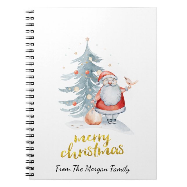 Santa Claus Pine Tree Christmas Notebook (Front)