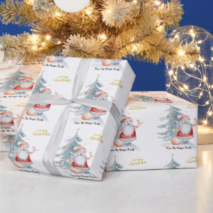 Santa Claus Pine Tree Christmas   Wrapping Paper