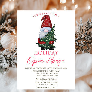 Santa Claus Pine Tree Holiday Open House   Invitation