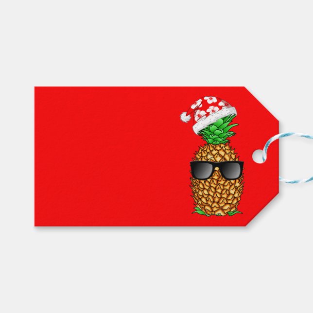 Santa Claus Pineapple Gift Tags (Front (Horizontal))