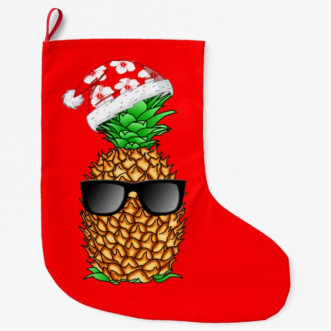 Santa Claus Pineapple Large Christmas Stocking (Front)