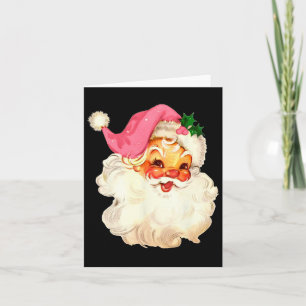 Santa Claus Pink Christmas Face Old Xmas Vintage P Card