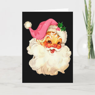 Santa Claus Pink Christmas Face Old Xmas Vintage P Card