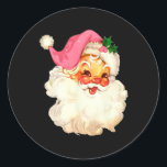 Santa Claus Pink Christmas Face Old Xmas Vintage P Classic Round Sticker<br><div class="desc">Santa Claus Pink Christmas Face Old Xmas Vintage Pink Santa</div>