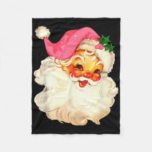 Santa Claus Pink Christmas Face Old Xmas Vintage P Fleece Blanket