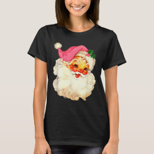 Santa Claus Pink Christmas Face Old Xmas Vintage P T-Shirt