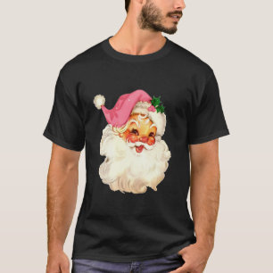Santa Claus Pink Christmas Face Old Xmas Vintage P T-Shirt