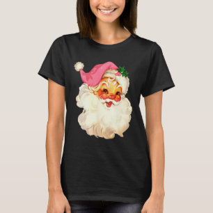 Santa Claus Pink Christmas Face Old Xmas Vintage P T-Shirt