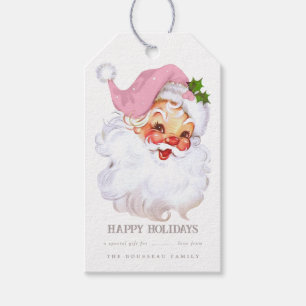 Santa Claus Pink Christmas Gift Tag